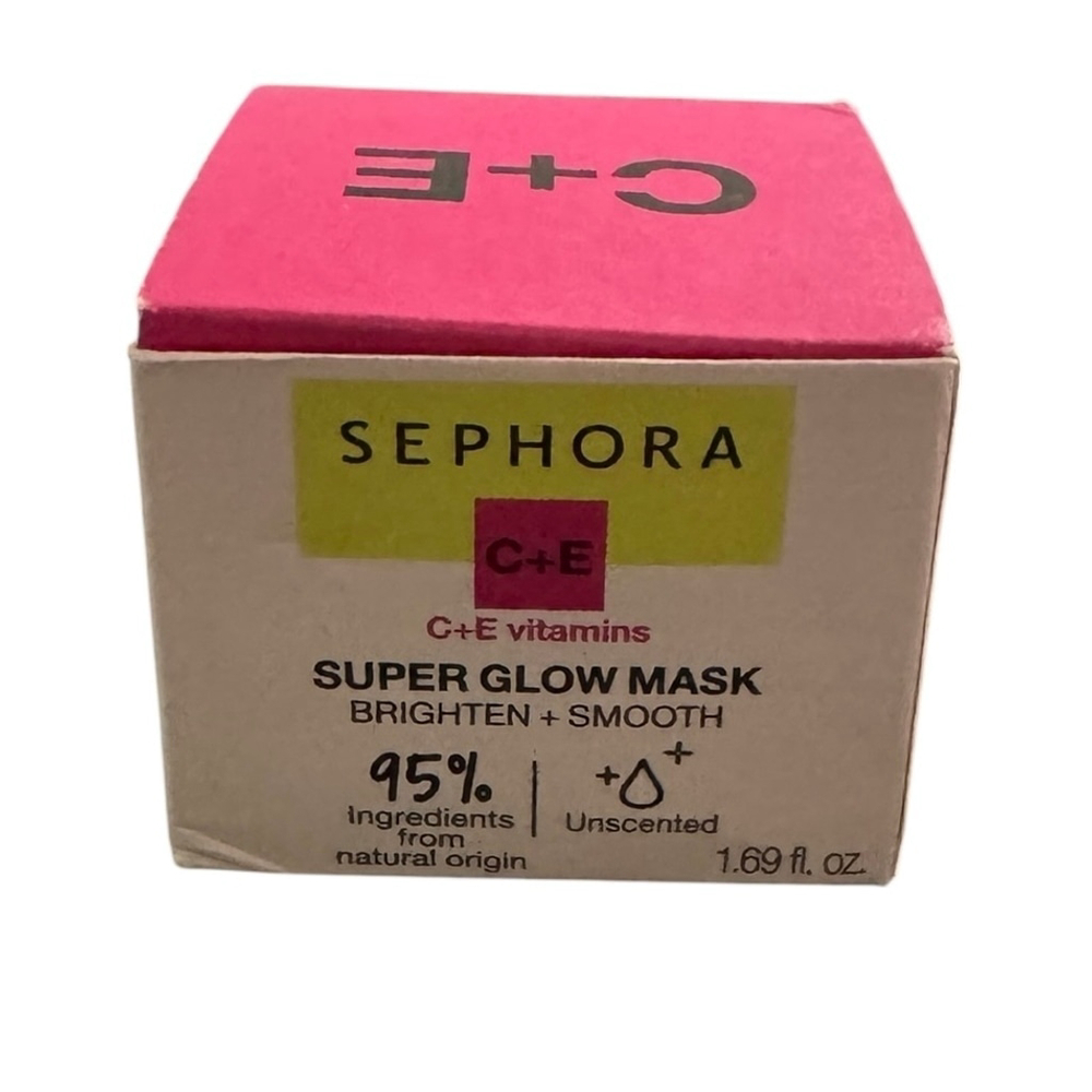 2 New Sephora Super Glow Masks 1.69 oz Vitamin C and E Face Mask, Smooth - Picture 2 of 6